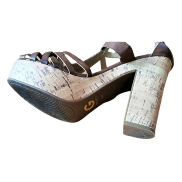 G by Guess high cork heel strappy open toe sandals - Picture 5 of 12